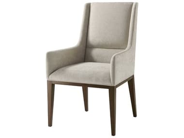 Theodore Alexander Lido Beech Wood Brown Fabric Upholstered Arm Dining Chair TALTAS410061CIF