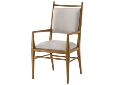 Theodore Alexander Nova Solid Wood Beige Fabric Upholstered Arm Dining Chair TALTAS410241BYB