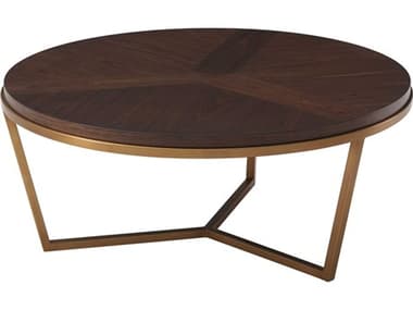 Theodore Alexander 35" Round Wood Almond Fisher Cocktail Table TALTAS51033C096