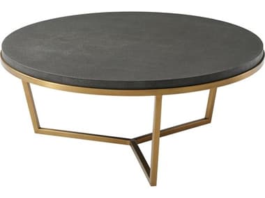 Theodore Alexander Ta Studio 35" Round Faux Leather Fisher Cocktail Table TALTAS51037C096