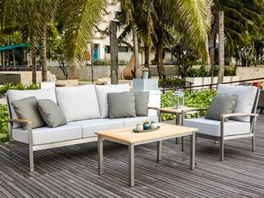 Three Birds Casual Avanti Steel Cushion Outdoor Patio Lounge Set TBAVANTI53