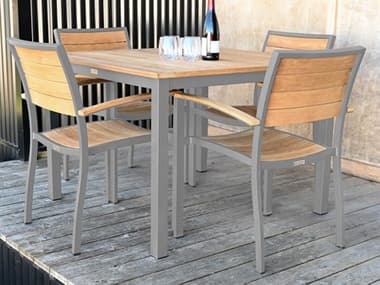 Three Birds Casual Soho Teak Outdoor Patio Dining Set TBSOHO14