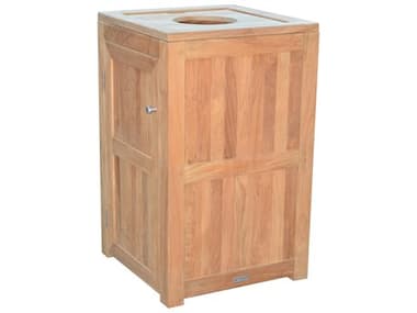 Three Birds Casual Teak Natural Top Load Trash Receptacle with Lid 36" TBTR36