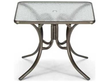 Telescope Casual Glass Top Aluminum 36'' Wide Square Dining Table with Umbrella Hole TC3860