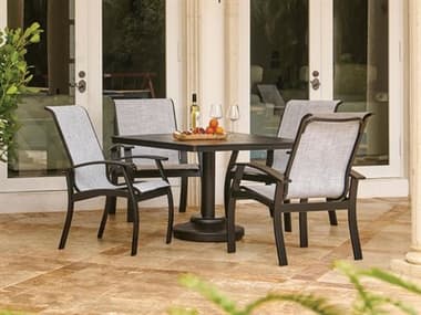 Telescope Casual Belle Isle Cushion Aluminum Dining Set TCBELLEISLESLDINSET