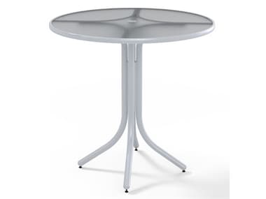 Telescope Casual Banded Hammered MGP Aluminum 42''Wide Round Bar Height Table with Umbrella Hole TCT9004W50