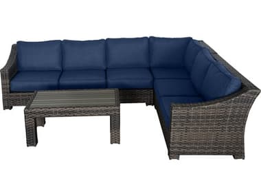 Teva Bora Wicker Cushion Lounge Set TE103SECTNAVY