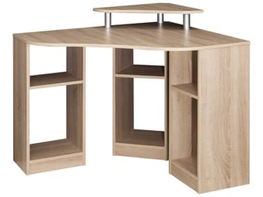 TemaHome Corner Melamine Natural Oak Wood Corner Desk TEM81112859311