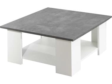 TemaHome Square Wood Melamine White Concrete Look Coffee Table TEM82084841910