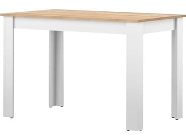 TemaHome Nice Rectangular Wood Melamine White Natural Oak Dining Table TEM82280845888