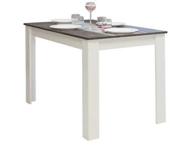 TemaHome Nice Rectangular Wood Melamine White Concrete Look Dining Table TEM82280859151