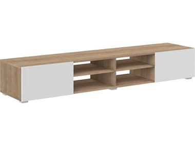 TemaHome Podium 73" Oak Wood Melamine Natural White TV Stand TEM83158847721