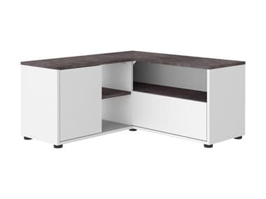 TemaHome Angle 36" Oak Wood Melamine White Concrete Look TV Stand TEM83242843778