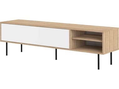 TemaHome Ampere 65" Oak Wood Melamine Natural White TV Stand TEM83270850080