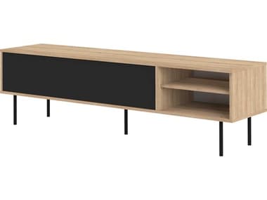 TemaHome Ampere 65" Oak Wood Melamine Natural Black TV Stand TEM83270850097