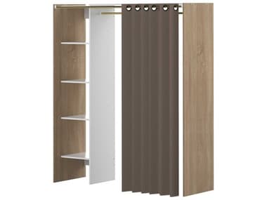TemaHome Tom 48/63" Wide Melamine Natural Oak White Taupe Brown Wood Wardrobe Armoire TEM84020859328