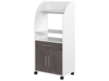 TemaHome Jeanne 25" Wood Gray Melamine White Concrete Look Kitchen Trolley TEM88071850981