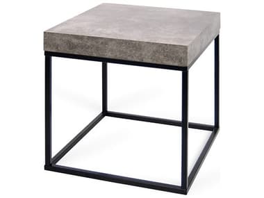 TemaHome Petra 22" Square Faux Stone Concrete Look Top Black Legs End Table TEM9000629341