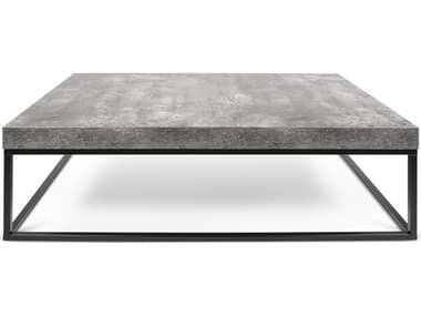 TemaHome Petra Concrete Look Top / Black Legs 47'' Wide Rectangular Coffee Table TEM9000629365