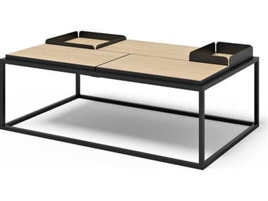 TemaHome Douro Rectangular Wood Melamine Light Oak &amp; Pure Black Coffee Table TEM9000630910