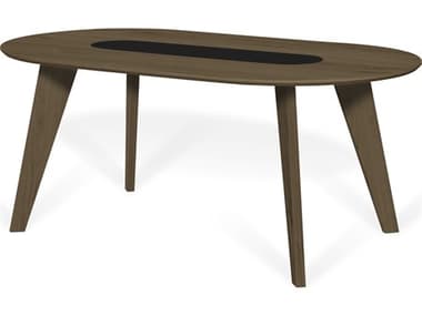 TemaHome Lago 71" Oval Marble Walnut And Pure Black Dining Table TEM9003614408