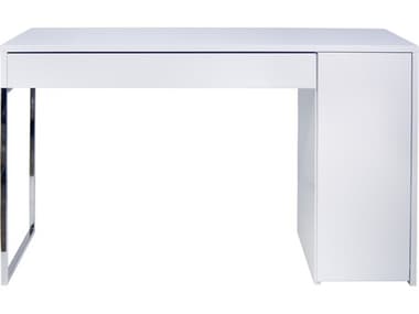 TemaHome Prado 51" Pure White Chrome Silver Computer Desk TEM9500052514