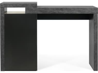 TemaHome Detroit 47" Concrete And Pure Black Gray Secretary Desk TEM9500052835
