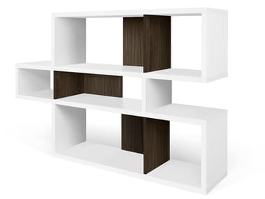 TemaHome London Pure White Frame Walnut Backs Bookcase TEM950031481