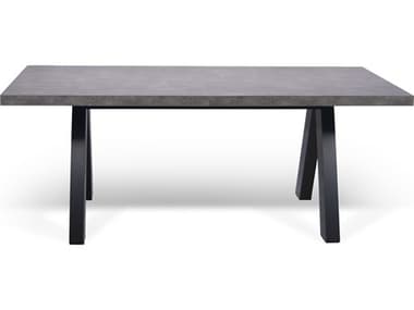 TemaHome Apex 79" Rectangular Faux Stone Concrete Look Pure Black Dining Table TEM9500612893