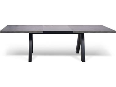 TemaHome Apex 79-98" Rectangular Faux Stone Concrete Look Pure Black Dining Table TEM9500613173