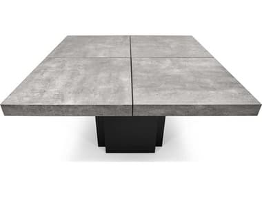 TemaHome Dusk 51&quot; Square Wood Concrete Look Pure Black Dining Table TEM9500613234