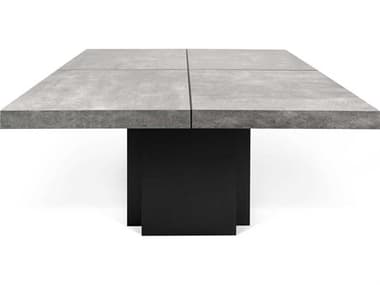 TemaHome Dusk 59&quot; Square Wood Concrete Look Pure Black Dining Table TEM9500613265