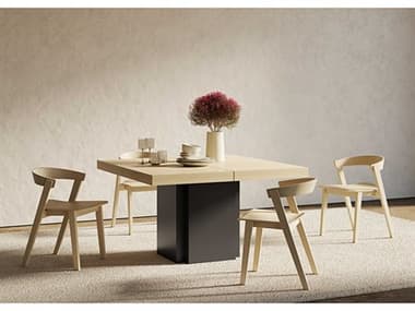 TemaHome Dusk Square Wood Melamine Light Oak & Pure Black Dining Table TEM9500614682