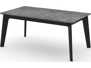 TemaHome Shadow Rectangular Wood Concrete Look &amp; Black Steel Dining Table TEM9500614729