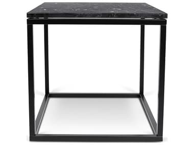 TemaHome Prairie 20" Square Black Marble Top Lacquered Steel Legs End Table TEM9500623011