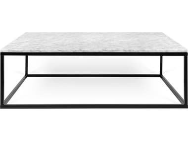 TemaHome Prairie 47" Rectangular White Marble Top black Lacquered Steel Legs Coffee Table TEM9500625046