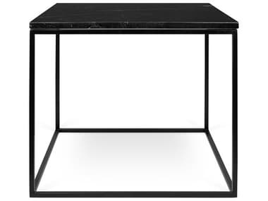 TemaHome Gleam 20" Square Black Marble Lacquered Steel End Table TEM9500625978