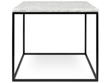 TemaHome Gleam 20" Square White Marble Black Lacquered Steel End Table TEM9500625985