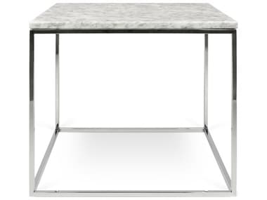 TemaHome Gleam 20" Square White Marble Chrome End Table TEM9500626081