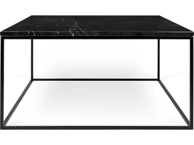 TemaHome Gleam Black Marble / Black 30'' Wide Square Coffee Table TEM9500626173