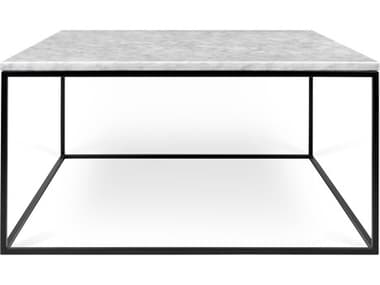 TemaHome Gleam Square White Marble Black Lacquered Steel Coffee Table TEM9500626180