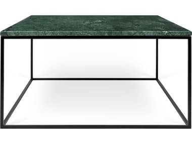 TemaHome Gleam Green Marble / Black 30'' Wide Square Coffee Table TEM9500626197