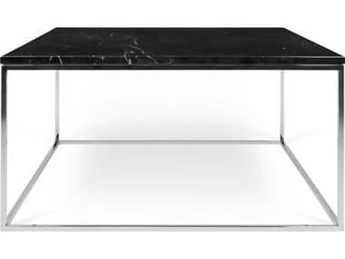 TemaHome Gleam Black Marble / Chrome 30'' Wide Square Coffee Table TEM9500626203