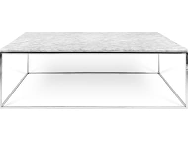 TemaHome Gleam White Marble / Chrome 47'' Wide Rectangular Coffee Table TEM9500626456