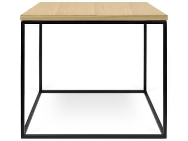 TemaHome Gleam 20" Square Wood Oak Black Lacquered Steel End Table TEM9500626562