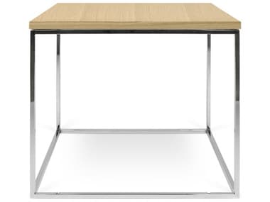 TemaHome Gleam 20" Square Wood Oak Chrome End Table TEM9500626593