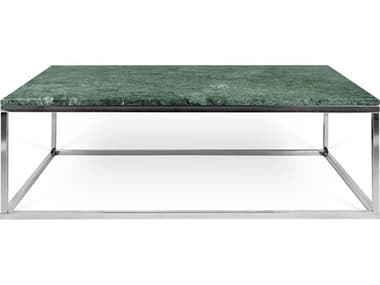 TemaHome Prairie Green Marble / Chrome 47'' Wide Rectangular Coffee Table TEM9500626685