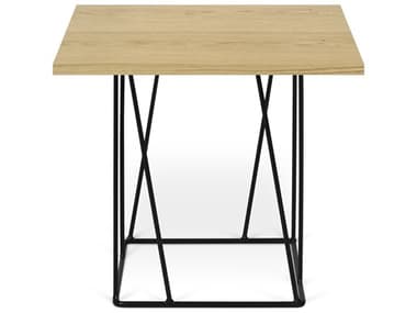TemaHome Helix 20" Square Wood Oak Black Lacquered Steel End Table TEM9500626838