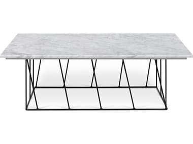 TemaHome Helix White Marble / Black 47'' Wide Rectangular Coffee Table TEM9500627415