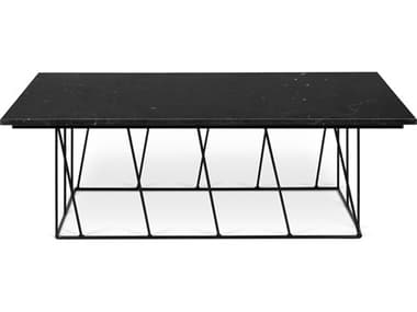 TemaHome Helix Black Marble / Black 47'' Wide Rectangular Coffee Table TEM9500627422